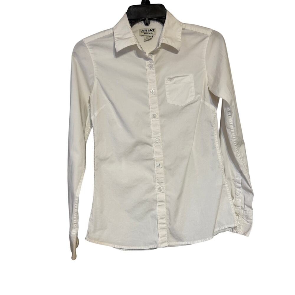 Ariat Real Long Sleeve‎ White Button Up Shirt Women's XS
